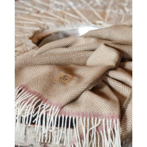 Plaid en Laine Naturelle Couverture Chaude pour Canapé et Lit Coloris Crème Élégant - PANGIVO (1/3)