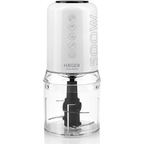 HAEGER PICADORA 500W CAPACIDADE 200GR LAMINA AÇO INOX BRANCA