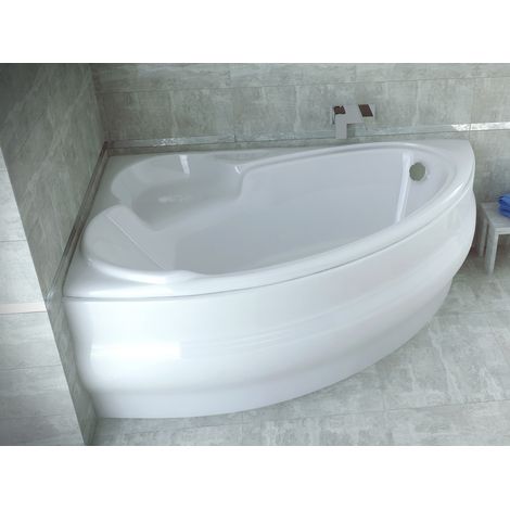 Baignoire Bain d'angle 140x95 Gauche avec tablier en acrylique, Siphon de bain et pieds (support) - Set 4en1 - Fabriqué en UE - BADLAND FINEZJA