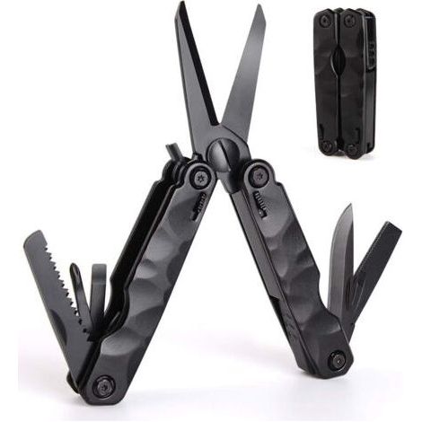8 in 1 Multifunction Knife with Nylon Sheath, Foldable Pruning Shears for Camping, Fishing and DIY (1/4)