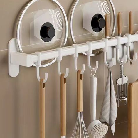 Küchenutensilienhalter, leicht zu bewegen, aus Aluminium, mit Haken für Küchenutensilien, Löffel, 6 Haken, 40 cm / 15,75 Zoll (1/5)