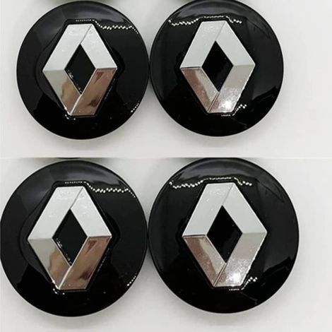 4Pcs Cache Moyeu Capuchons De Centre Enjoliveurs De Roue Voiture Cache Moyeux Jante 57mm pour Koleos Duster Megane,Noir-Normal (1/2)