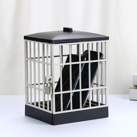 Smartphone-Sicherheitsbox mit Timer – Abschließbarer Käfig für 6 Mobiltelefone – Praktisches Gadget für den Schreibtisch – Schwarz & Grau (1/5)