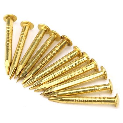 Lot de 100 clous à tête ronde en laiton pour charnières de meubles, longueurs disponibles : 10 mm, 15 mm, 18 mm et 22 mm. (1/5)