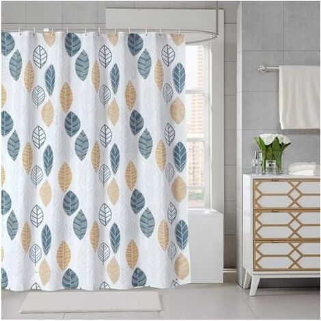 Rideau de Douche Rideaux de Salle de Bain,Plante Feuilles Géométrie Fleurs Motif Polyester Tissu Imperméable Rideau De Bain avec 12 Crochets,180x180cm (1/4)