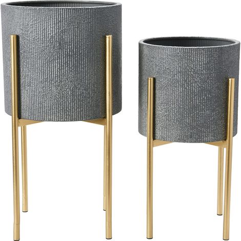 Mesa Jardinière, Métal, Gris/Or (1/5)