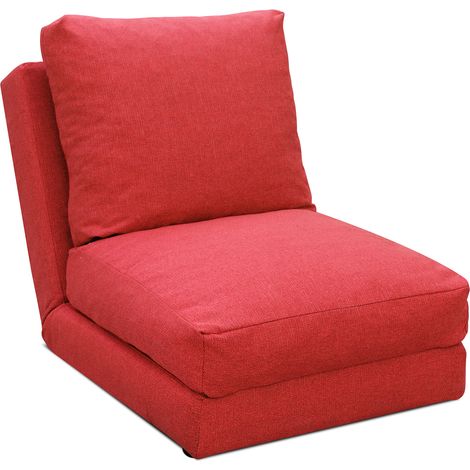 EVERGREENWEB - Divano Letto Futon - Divano Letto Tatami allungabile - Poltrona Letto - Divano 1 posto da Pavimento Regolabile con Comodo cuscino - Divano letto Materasso singolo Colore Rosso Hoshi (1/3)