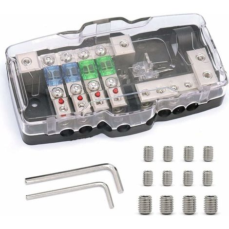 Porte-fusible à Lame Blocs de Distribution ANL Stéréo Audio de Voiture Bloc de Boîte de Fusibles à 4 Voies 0/4GA 30A 60A Power Block (1/5)