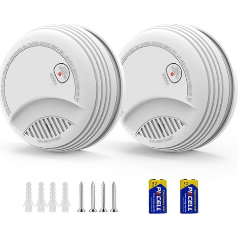 2 Detecteur de Fumée Norme EN14604 – Alarme Incendie 85 DB, Pile 9V Remplaçable Incluse, Avertissement Batterie Faible, sans Fausses Alertes, Fonction Test et Silence (2 pièces) (1/5)
