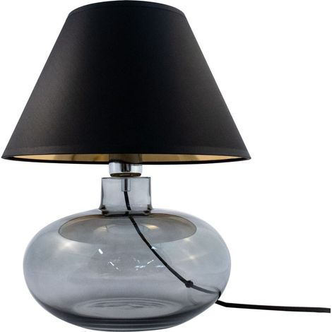 Lampe de table verre fumé abat-jour noir E27 40W Zuma (1/4)