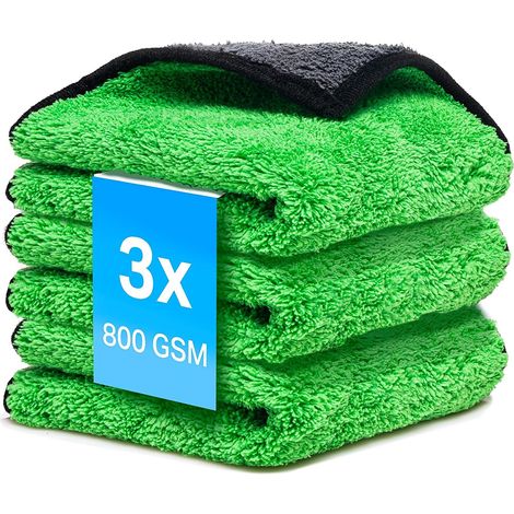 Juego de 3 paños de microfibra para coche - 600 g/m² - Coche y Hogar - Microfibra absorbente - 30 x 30 cm (3 piezas) (1/5)