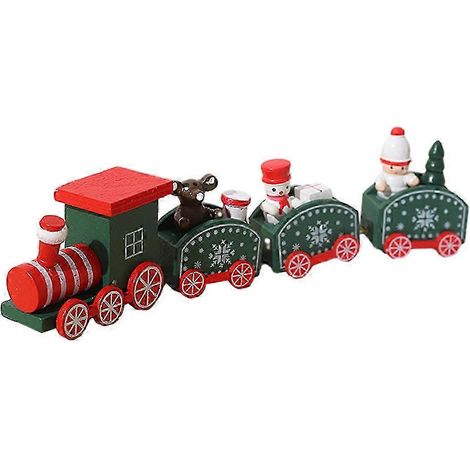 Ensemble de train de Noël en bois 2025, mini train décoratif de bureau pour fête de Noël, décoration de maternelle (blanc) (1/5)