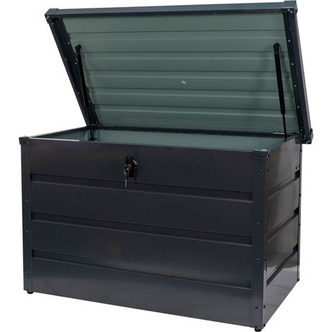 Coffre de jardin RURIS SmartYD 100M - Acier galvanisé - 300 L - Charge 80 kg - Extérieur et intérieur - Résistant UV - Gris anthracite (1/5)