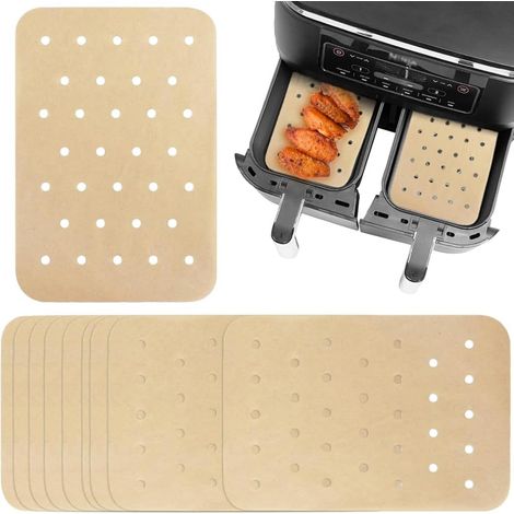 100 Pièces Doublures en Papier pour Friteuse à Air - Doublures en Papier Sulfurisé, Papier Sulfurisé Perforé Antiadhésif Parfait pour la plupart des Friteuses à Air, Panier Vapeur (1/5)