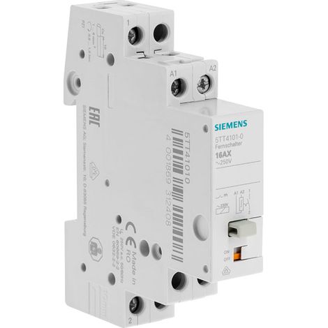 Siemens – Télérupteur modulaire 16A 230V – 1 module DIN – 1 contact NO – Commande par bouton-poussoir – Pour installations électriques