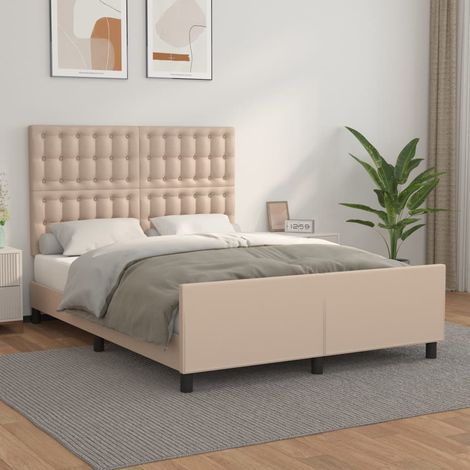 vidaXL Cadre de lit sans matelas cappuccino 140x190 cm similicuir (1/5)