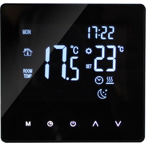 VURAHOME - Thermostat intelligent eau / gaz Chaudiere numerique Regulateur de temperature LCD tactile, pas de WiFi, Noir (1/3)