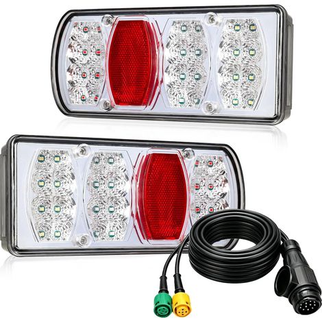 Feux Remorque,Prise Remorque 13 broches,12V/24V avec 6 Fonctions/ 5m Câbles pour Voitures Camions Caravanes Camionnettes (1/5)