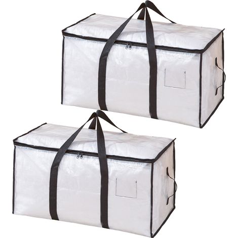 2 sacs de rangement transparents avec fermeture éclair pour un rangement peu encombrant, sacs de rangement pour vêtements, 68,6 x 38 x 35,5 cm (1/5)