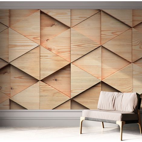 Tapete adhésive moderne pour salon et chambre à coucher Décoration rapide avec colle Mosaïque en bois 312x219 cm (1/5)