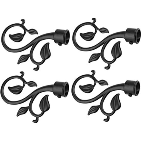 Embouts de tringle à rideaux, lot de 4, en ABS décoratif, noirs, 22 mm (1/4)