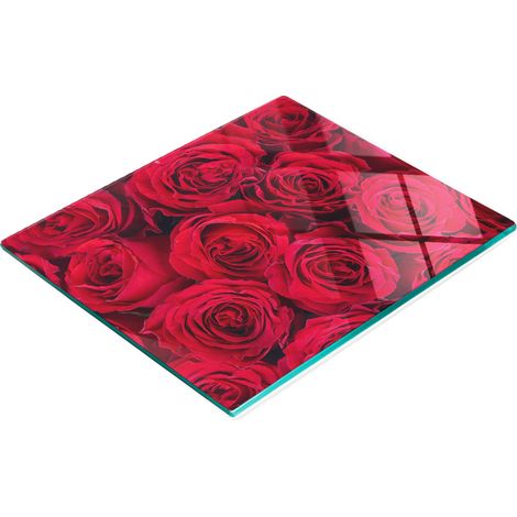 Tabla de cocina de vidrio templado duradera y elegante con estampado de rosas, 60x52 cm. (1/5)