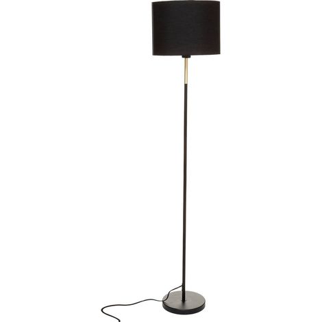 Atmosphera – Lampadaire droit Jule noir et doré – Abat-jour polyester D. 24 cm – Hauteur 151 cm – Douille E27 – Alimentation secteur (1/7)