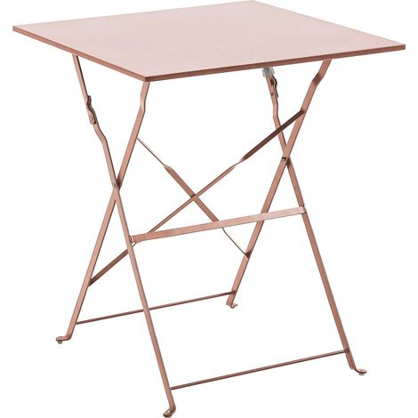 Table de jardin pliante bistrot en acier 60 cm rose poudré