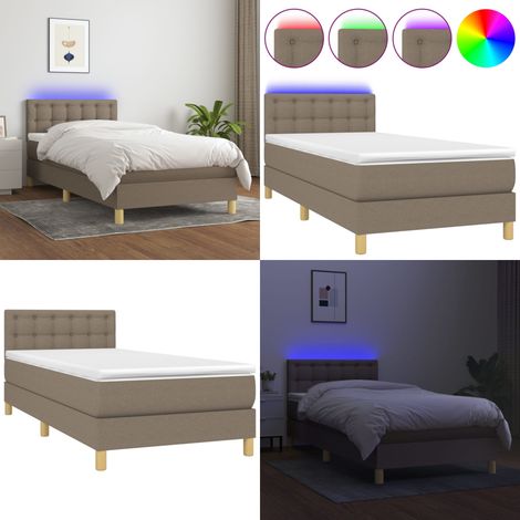 Boxspringbett mit Matratze & LED Taupe 90x200 cm Stoff - Boxspringbett - Betten - Schlafräume - Lattenrost - Matratze - Home & Living