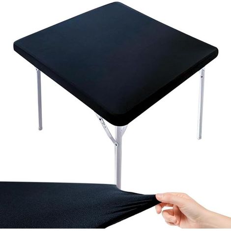 Rectangular Tablecloth with Elastic Edge, 85 x 85 cm, Table Protector, for Outdoor, Patio, Kitchen and Dining Room, Party, Wedding or Home, Black