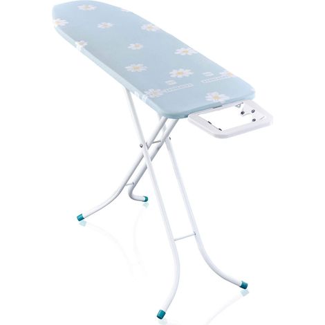Leifheit Bügelbrett Classic M Basic, Bügelfläche 120x38cm, höhenverstellbar, Kompakte Bügelfläche aus Streckmetall mit Rostschutz, Bügeleisenablage aus Metall, Höhe 69-88 cm, Transportsicherung (1/5)