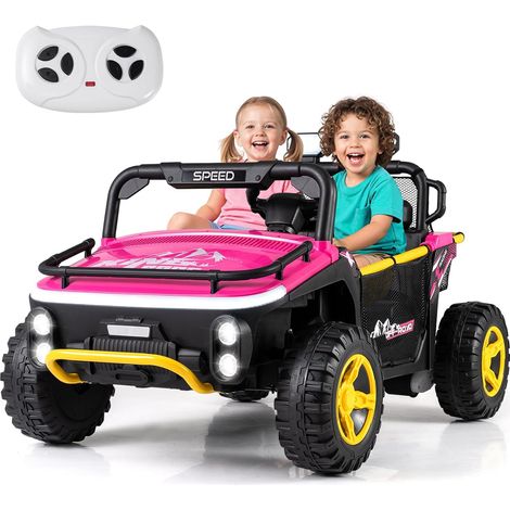 COSTWAY 24V Macchina Elettrica per Bambini, Veicolo Elettrico a 2 Posti, 37-86 Mesi,Rosa (1/5)