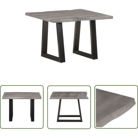 The Living Store Table basse avec bord naturel 60x60x40 cm Bois d'acacia massif - Table Basse Industrielle - Table Basse Acacia - Meuble Design - Table Salon - Mobilier Moderne (1/5)