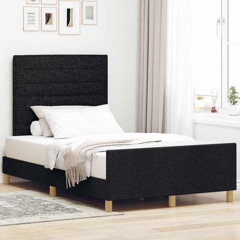 Bettgestell mit Kopfteil Schwarz 120 x 200 cm Stoff