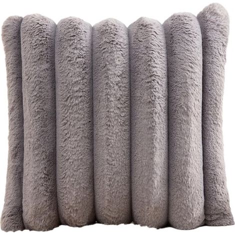 Funda de cojín - Funda decorativa suave y mullida a rayas - Ideal para cojines de sofá de dormitorio - 45x45cm - Beige (1/5)