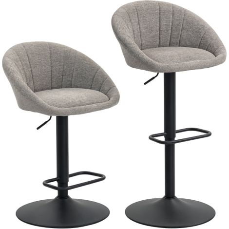 Set of Two Grey Relaxed Tub Bar Stools for Modern Home or Kitchen Decor (1/5)