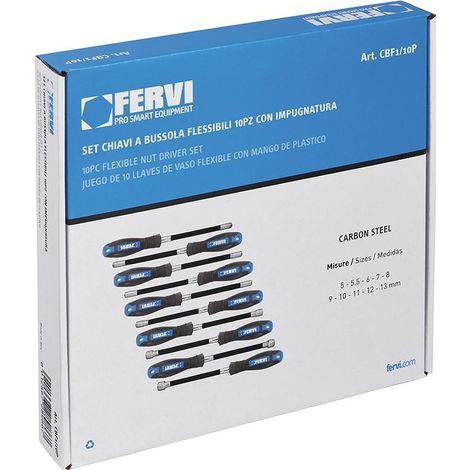 Satz mit 10 Steckschlusseln mit 5-13 mm Griff Fervi cbf1/10p