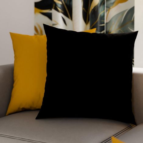 Lot de 2 Taies d'oreiller de Lit 35x35 cm, Housses de Coussin Unies Double Face Jaune Ocre et Noir, Taie Oreiller 100% Microfibre (1/3)