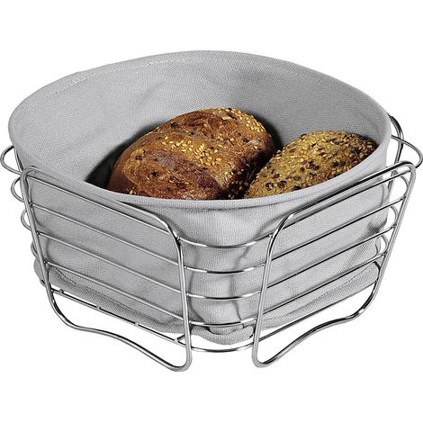 Panière à pain - Corbeille en tissu et métal - Gris - Livraison gratuite