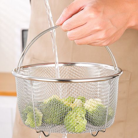 Dampfkorb aus Edelstahl für Reiskocher, Frittierkorb, Ölfilter, Abtropfkorb, Dampfgarerständer, 20 cm (1/5)