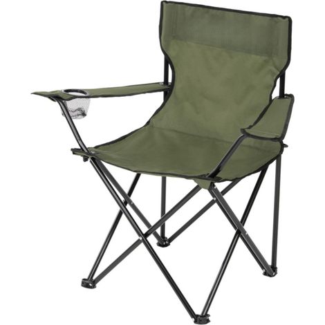 ORION91oficial® - Silla Plegable, Portátil Camping Poliéster (50 x 40cm) Color Verde , Peso Max 120kg, Exterior, Apoyabrazos, Bolsillo para Tazas, Plegable, Acampada, Jardín, Pesca, Playa, Terraza - s (1/5)