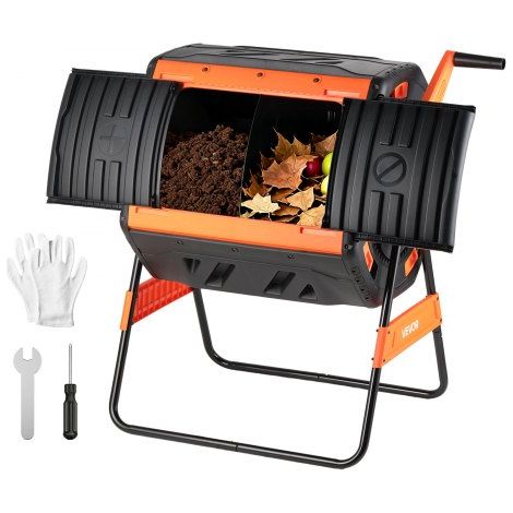 Compostiera da Giardino Rotante a Doppia Camera da 200 L per (1/5)