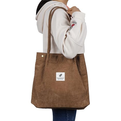 Sac fourre-tout en velours côtelé, sac d'épicerie réutilisable