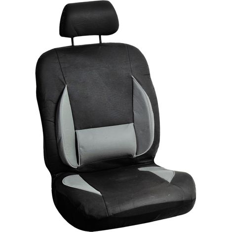 Euro Vanadium – Housse de siège auto avant – Protection en polyuréthane – Dimensions assise 50x47.5cm – Gris et noir – Renfort lombaire inclus