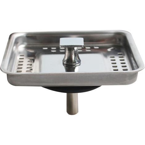 Filtre Évier Carré - Acier Inoxydable - 85 x 85 mm - Pour Évier Cuisine - 1 Pièce (1/5)