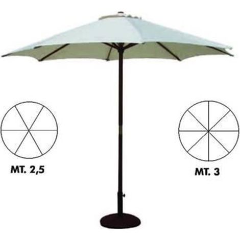 OMBRELLONE TONDO IN LEGNO ø cm.300 PALO ø MM 48 a 8 stecche colore avana - FER