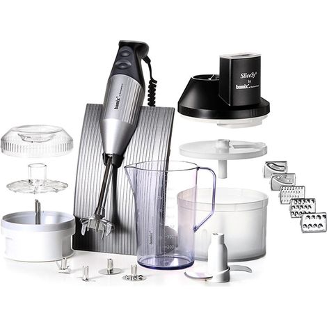 Batteur mixeur plongeur Bamix 200 W+ mini hachoir argent