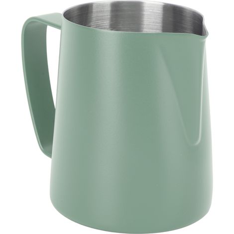 Pot à lait à bec verseur pointu, pot à mousser le café, 310 ml, acier inoxydable 304, gradué à l'intérieur, vert foncé (1/5)