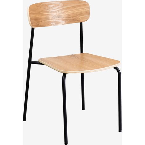 Pack de 4 sillas de comedor apilables en hierro y madera Wilpier SKLUM (1/5)