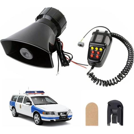 Potente altavoz de sirena para coche de 12 V y 100 W con 7 tonos y micrófono